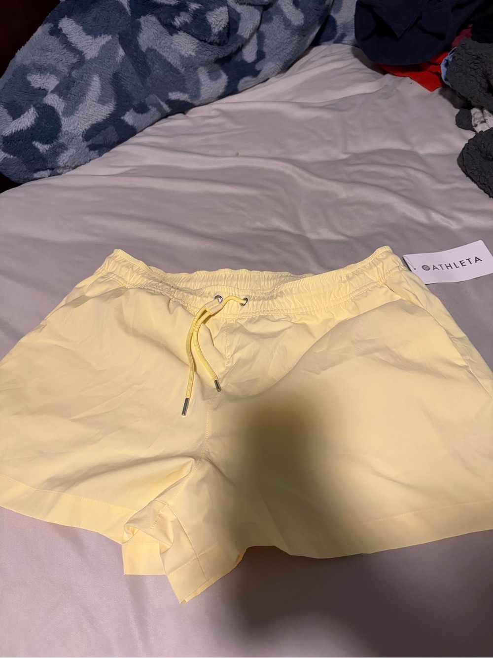 Athleta Light Yellow Drawstring Athletic Shorts